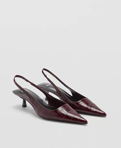 Mango Women's Crocodile Kitten-Heel Shoes - Macy's | Macy's