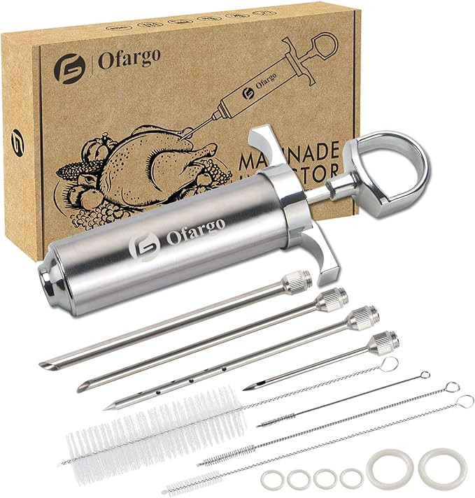 Ofargo 304-Stainless Steel Meat Injector Syringe Kit with 4 Marinade Needles for BBQ Grill Smoker... | Amazon (US)