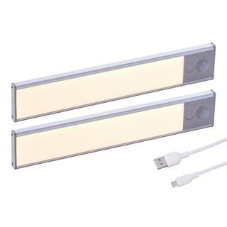 9 in. LED Warm White 2-Bar Rechargeable Under Cabinet Lighting Kit | The Home Depot