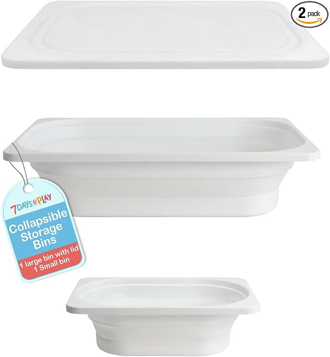 Collapsible Storage Bins, 2-Pack, Large Bin with Lid + Small Bin, Plastic Dish Tub, Camping, Sens... | Amazon (US)