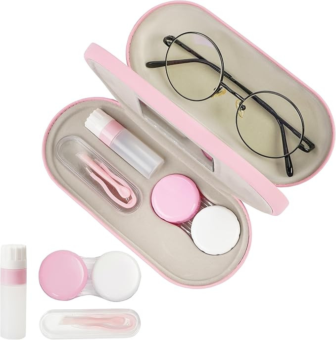 Eyeglass Case Double Sided Travel Size Portable Contact Lens Box 2 in 1 | Amazon (US)