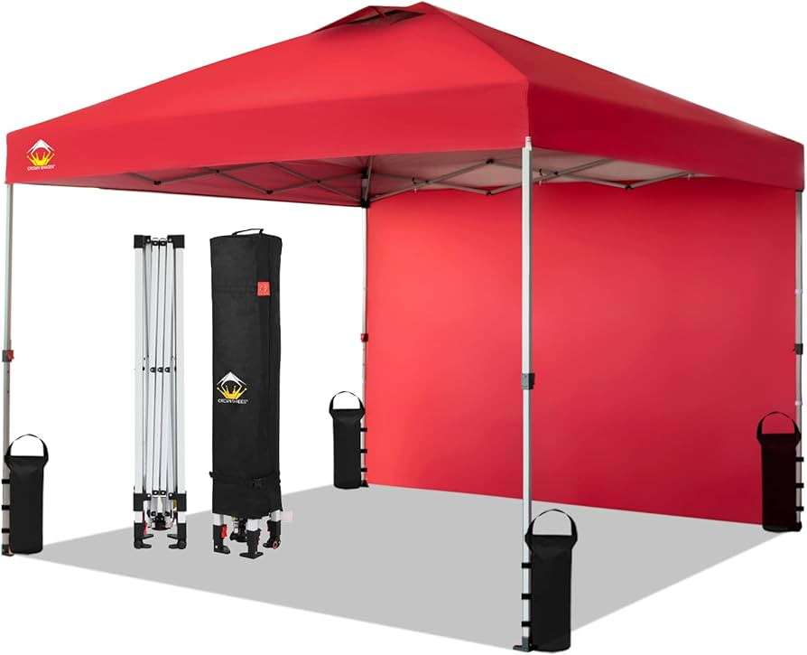 CROWN SHADES 10x10 Pop up Canopy Instant Commercial Canopy Including 1 Removable Sidewall, 4 Rope... | Amazon (US)