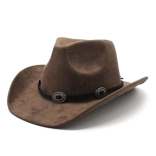 LIDHAY Cowboy Hat for Women and Men Felt Wide Brim Suede Cowboy Cowgirl Hats Felt Cattleman Western Hats X182 Brown | Amazon (US)
