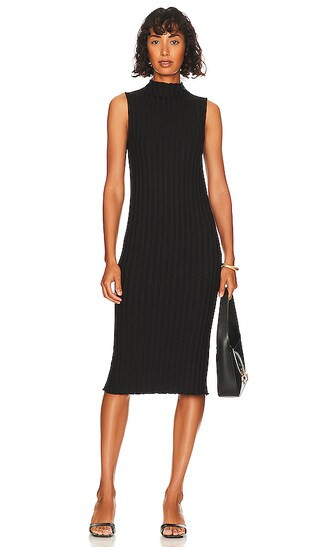 Linda Turtleneck Tank Midi Dress in Black | Revolve Clothing (Global)