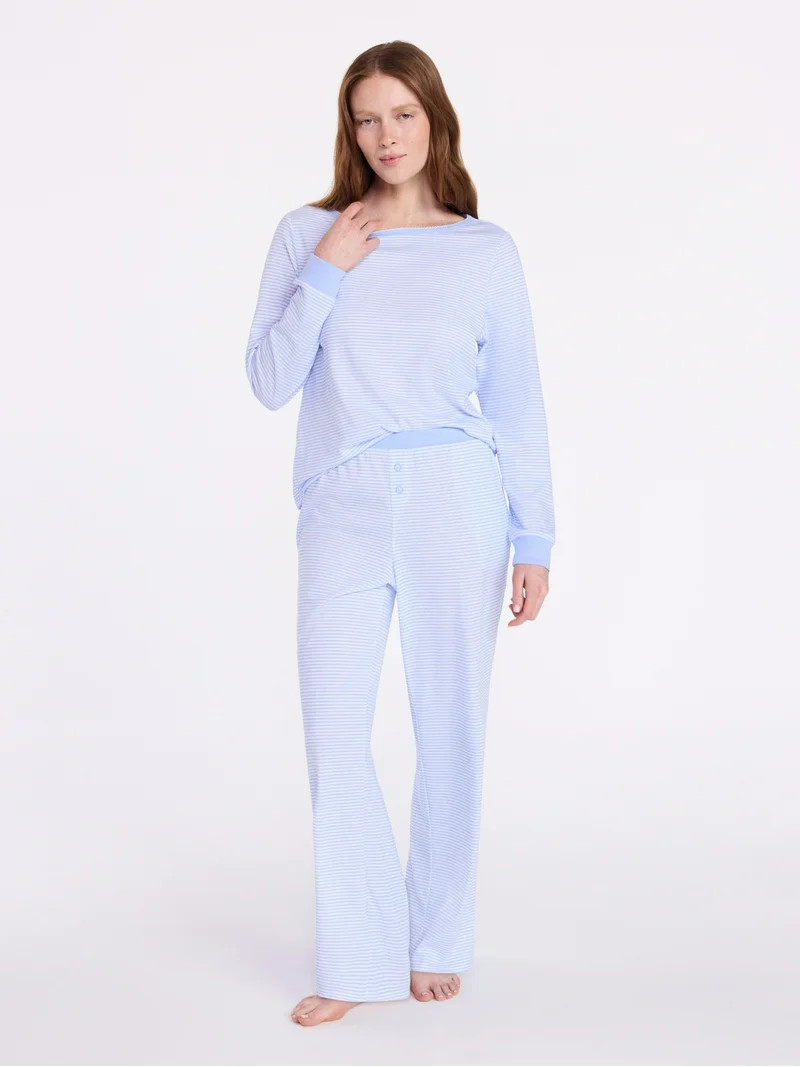 Joyspun Women's Mommy-Daughter Family Matching Cotton Sleep Top and Pants Pajama Set, 2-Piece, Si... | Walmart (US)