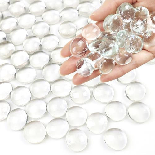 FANTIAN 1lb Clear Glass Beads for Vases, 100 Pcs Glass Pebbles, Clear Flat Glass Marbles for Vase Filler Flower Candle Crafts Centerpieces and Wedding Decoration | Amazon (US)