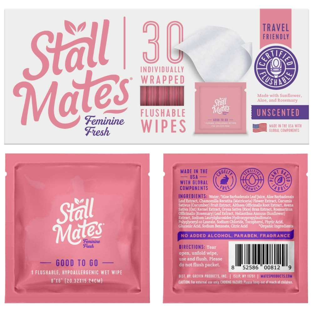Stall Mates Wipes Feminine Fresh - Flushable | Individually Wrapped Cleansing Travel Friendly PH ... | Amazon (US)