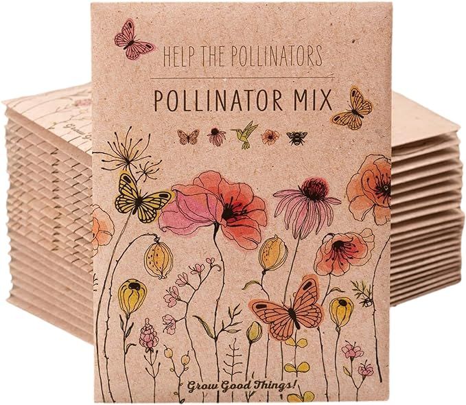 Bentley Seeds Pollinator Seed Mix - Pre Filled Butterfly Seed Packets - 25 Annual Wildflower Seed... | Amazon (US)