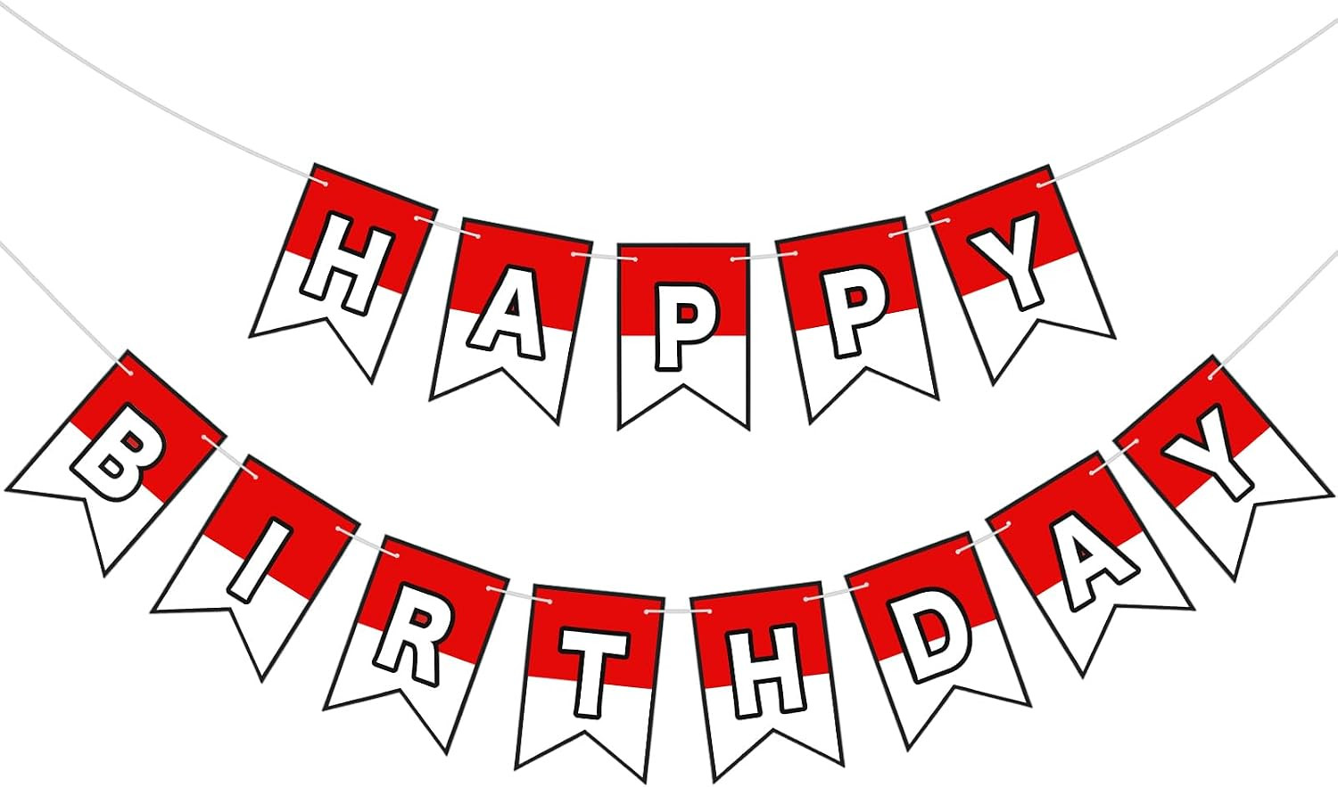 Red and White Cartoon Birthday Banner Cute Anime Theme Birthday Decorations Paper Banner for Party Hanging Bunting Decor | Amazon (US)