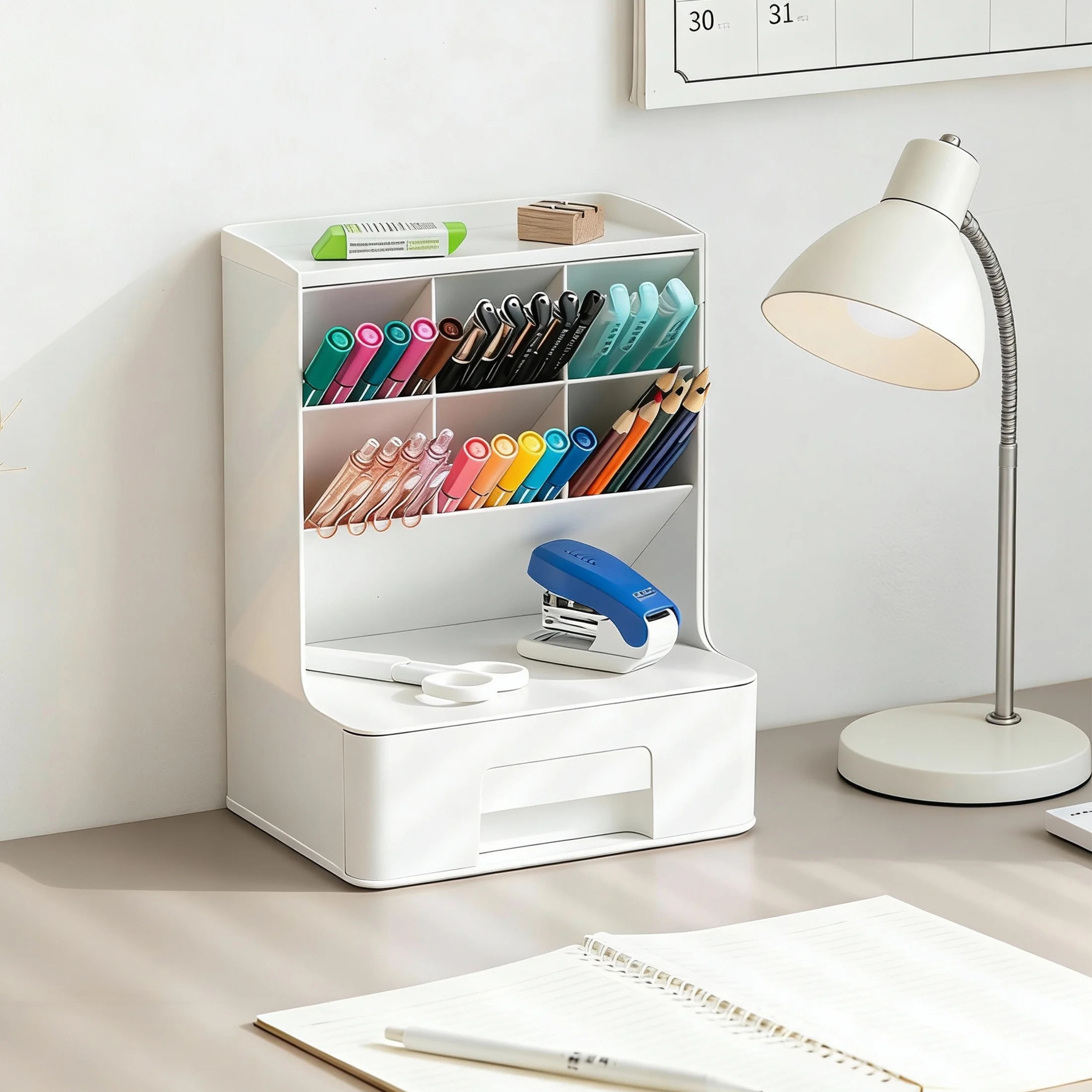 Plastic Pen Organizer, Plastic Desktop Organizer with Drawer, Multi-compartment Storage, Space-Sa... | Walmart (US)