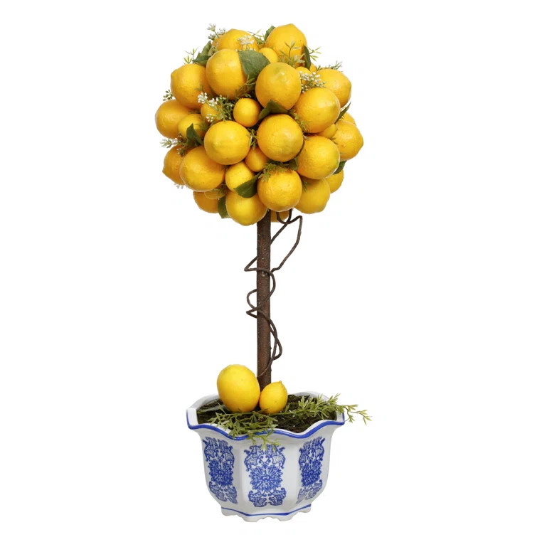 Faux Lemon Topiary in Ceramic Decorative Vase | Wayfair North America