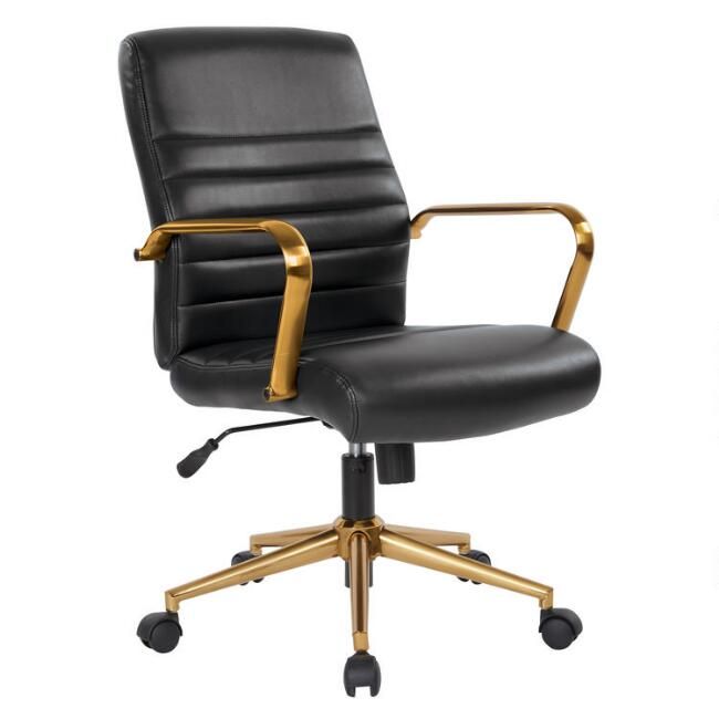 Faux Leather and Gold Armstrong Upholstered Office Chair | World Market