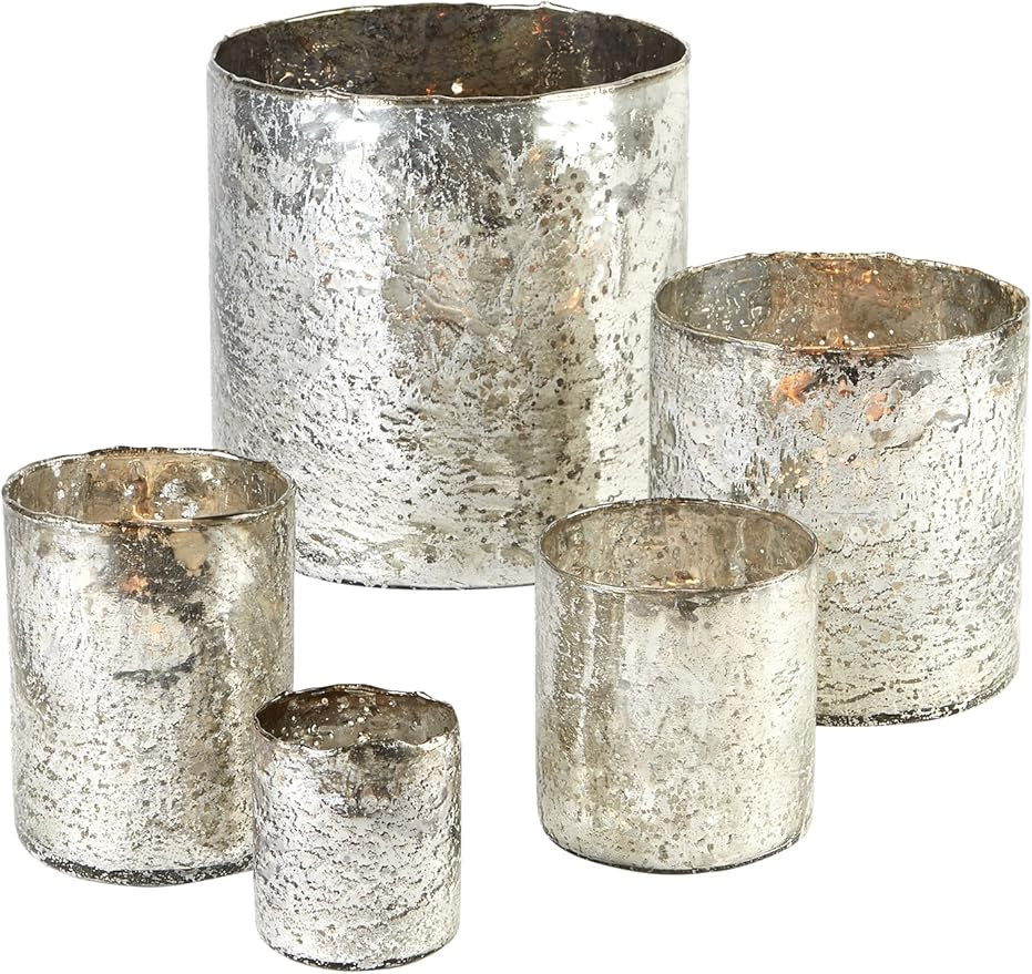 Two's Company Argent Set of 5 Silver Candleholders/Vases | Amazon (US)