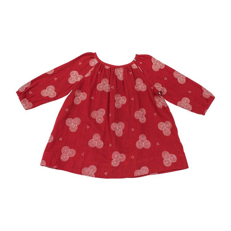 Garnet Baby Peasant Dress, Red | Maisonette