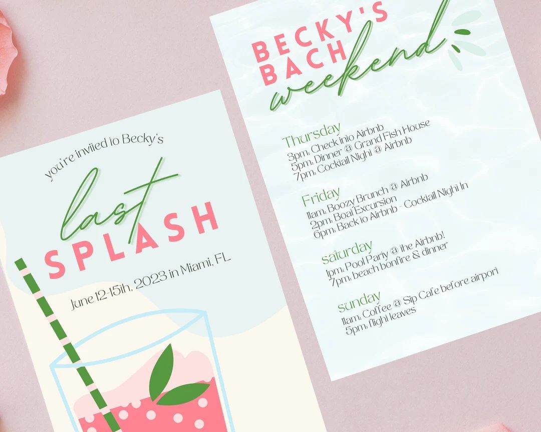Last Splash Invite Last Splash Bachelorette Itinerary - Etsy | Etsy (US)