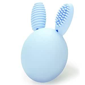 Teether Baby Teething Toy Rabbit Egg Rattle Toy Teething Pain Relief for Babies Boys Girls - Blue | Amazon (US)