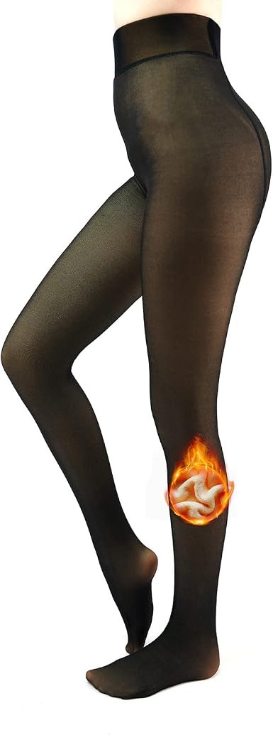 X-CHENG Mallas transparentes con forro polar para mujer, leggings falsos translúcidos cálidos p... | Amazon (US)