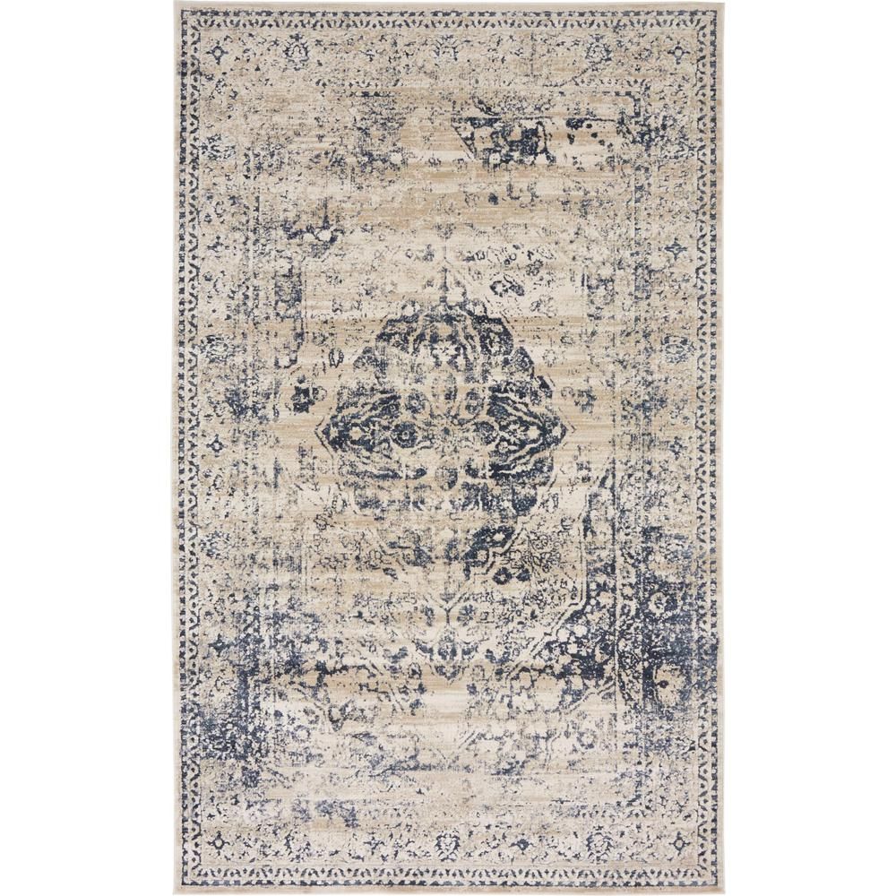 Chateau Hoover Dark Blue 5' 0 x 8' 0 Area Rug | The Home Depot