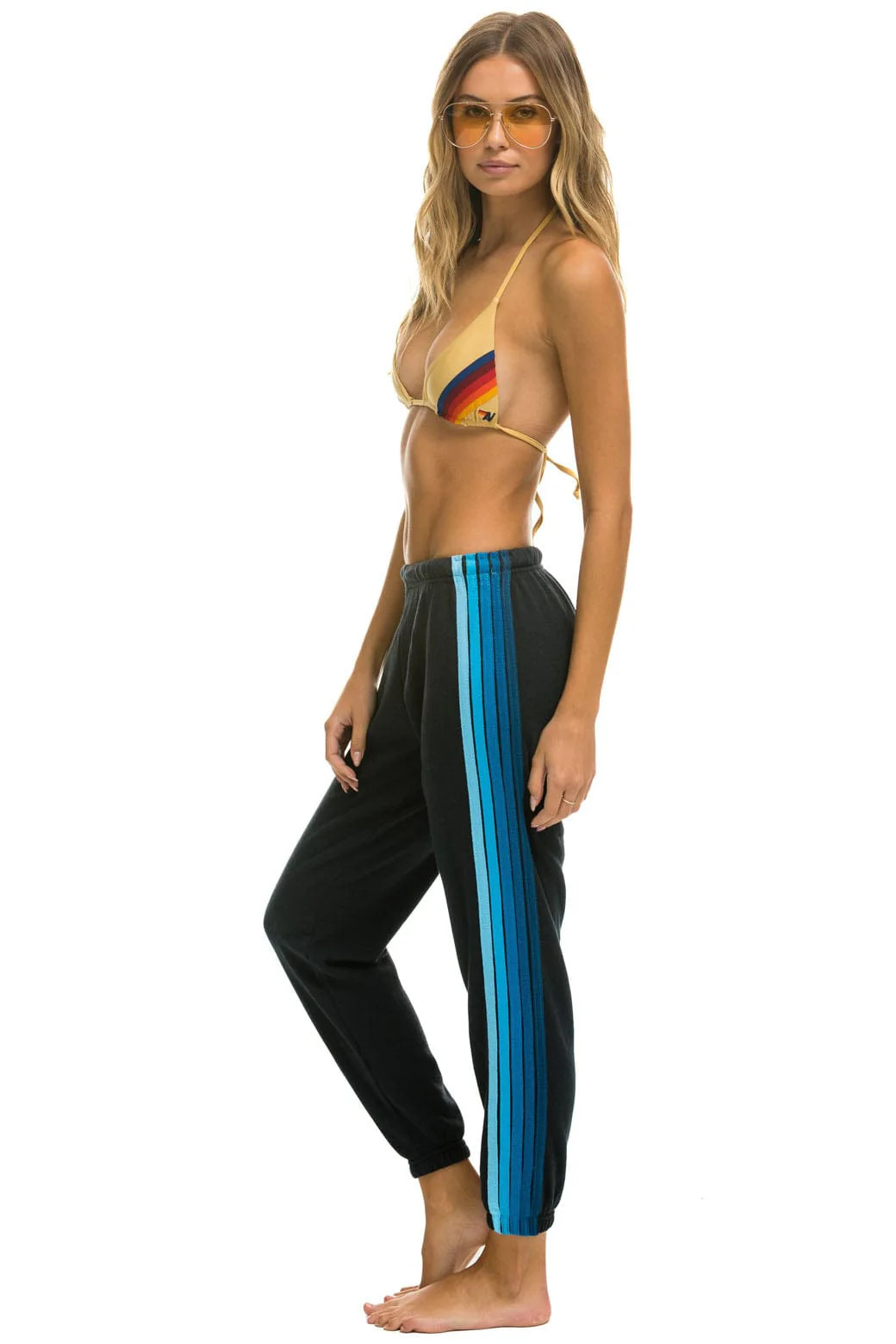 5 STRIPE SWEATPANTS - CHARCOAL // BLUE | Aviator Nation