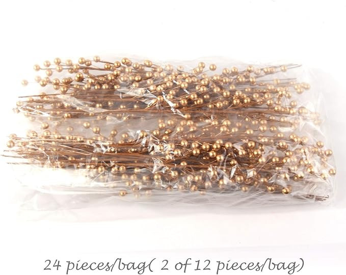 Pack of 12 Artificial Berry Twigs with Gold Berries - 17 Inches Tall - Realistic and Lifelike Ber... | Amazon (US)