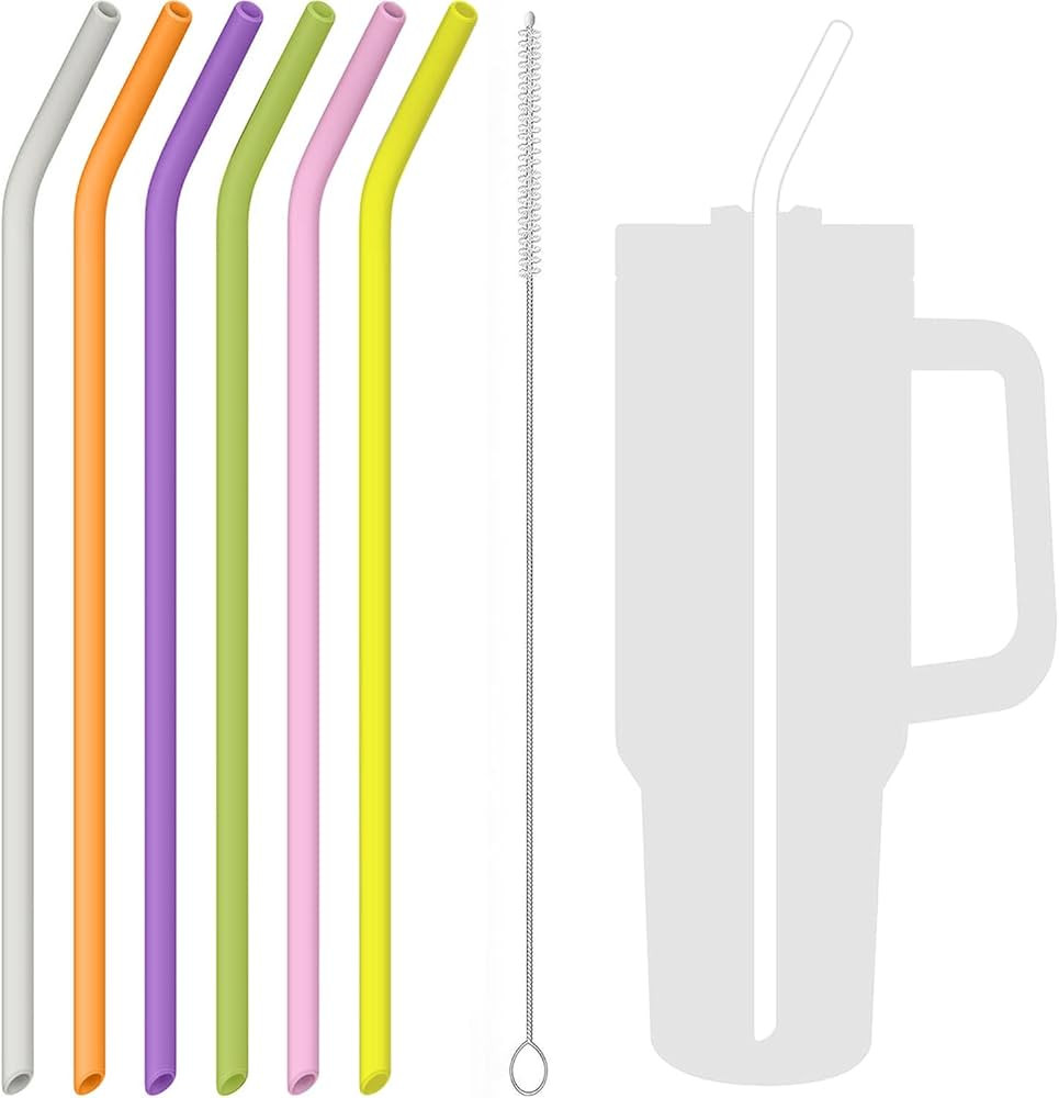 MLKSI 6 Pack Silicone Straw Replacement 40 oz for Stanley Quencher Tumbler, Reusable Bent Straws ... | Amazon (US)