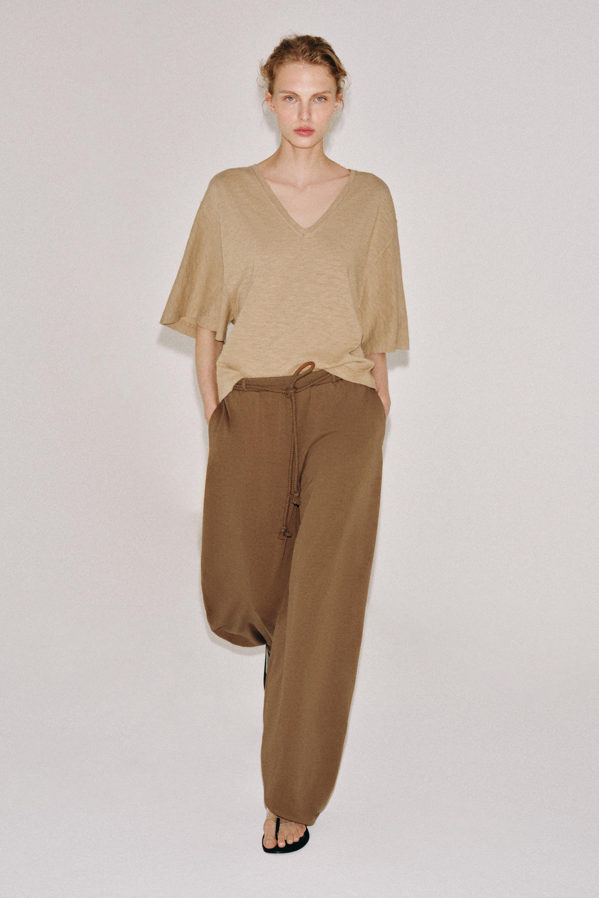 Zara - V-Neck T-Shirt - Pistachio - L - Woman | Zara US