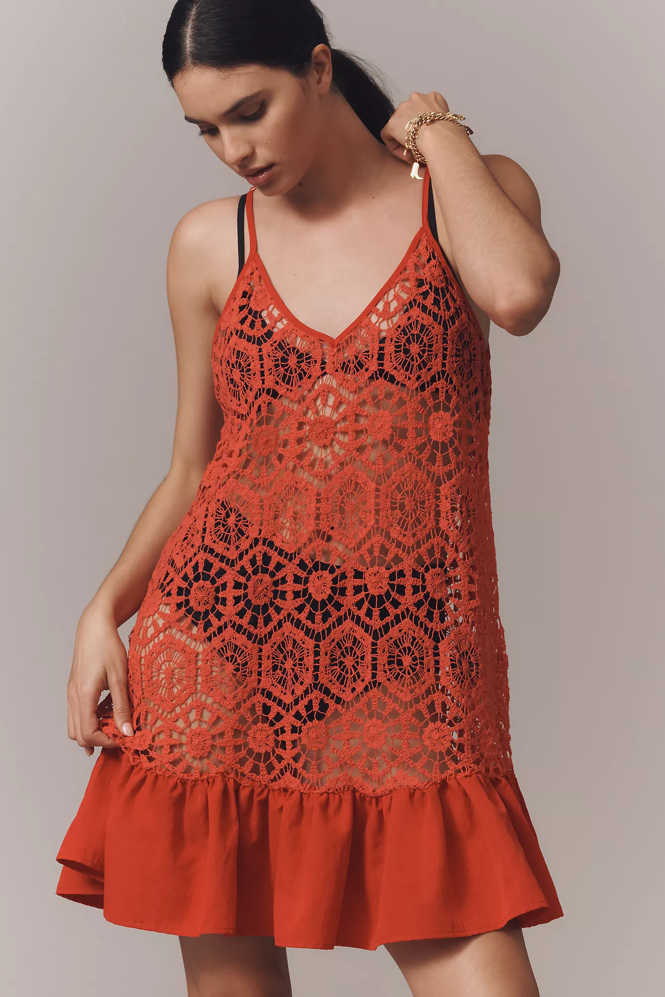 Celandine Crochet Ruffle Tunic | Anthropologie (US)