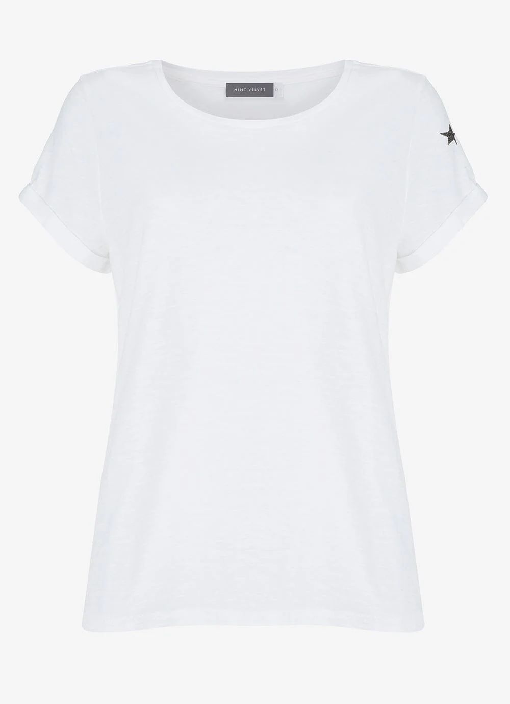 White Cotton Star T-Shirt | Mint Velvet
