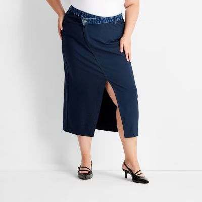 Women's Contrasting Denim Ankle Skirt - Future Collective Navy Blue | Target