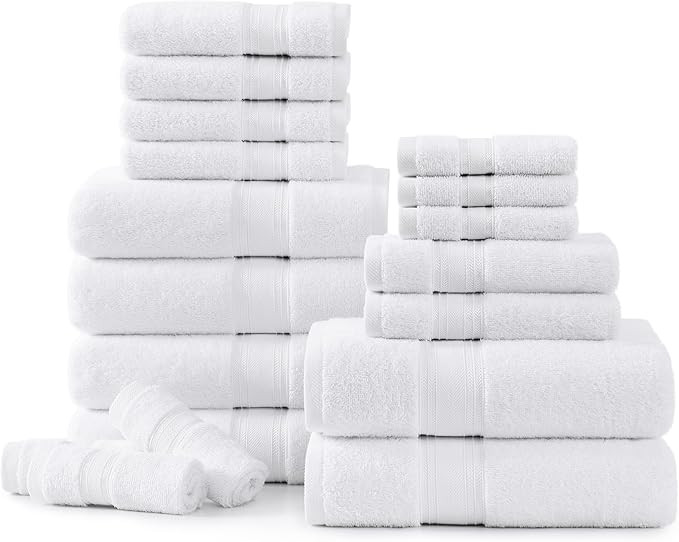 LANE LINEN Luxury Cotton Bathroom Towel Set - 100% Cotton, Zero Twist, Quick Dry, Extra Absorbent... | Amazon (US)