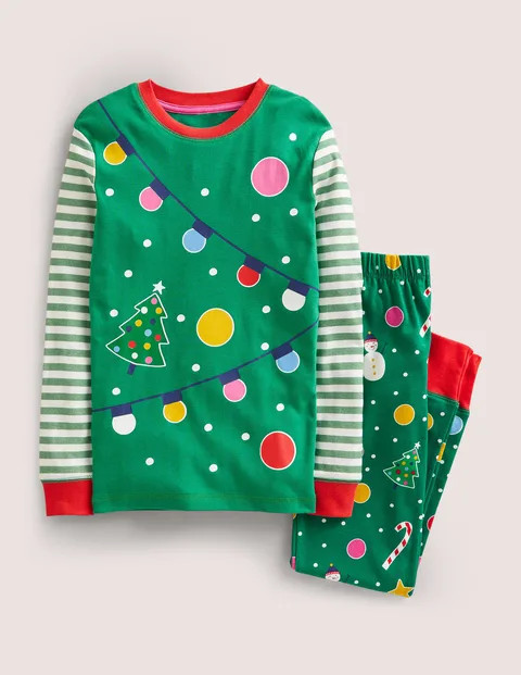 Snug Glow-In-The-Dark Pajamas Shady Green Christmas Tree Christmas Boden | Boden (US)