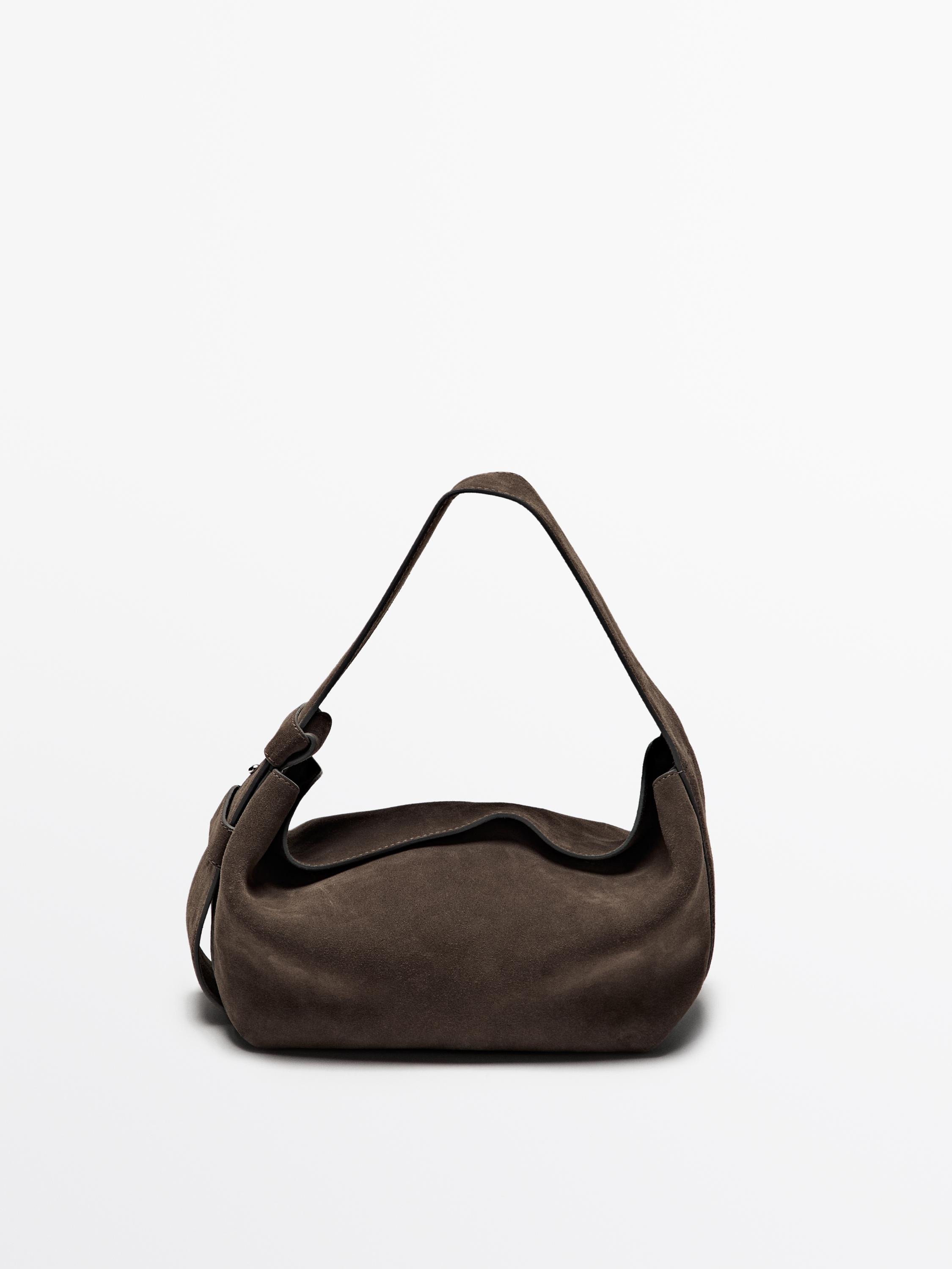 Split suede shoulder bag | Massimo Dutti UK