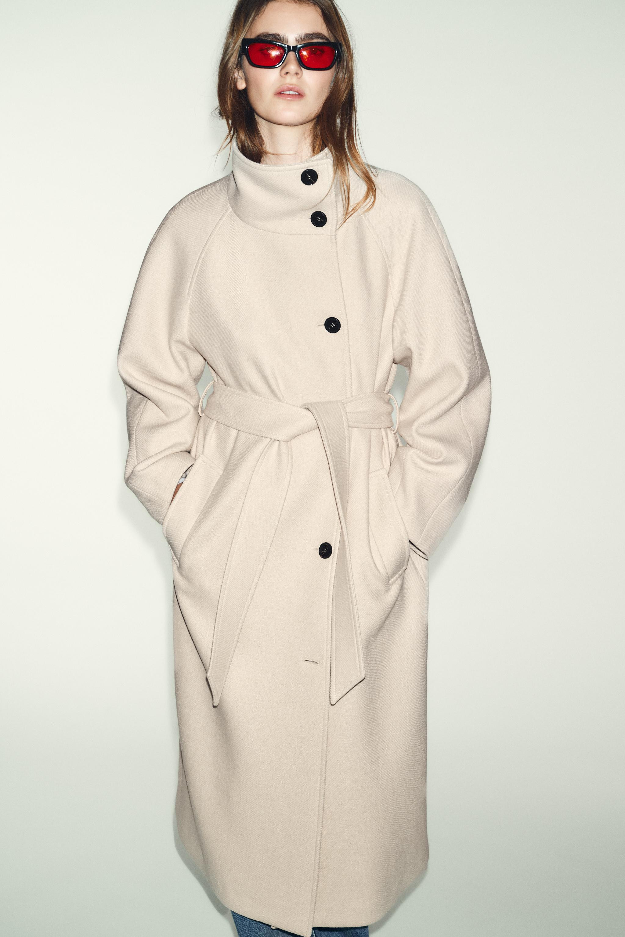 LONG WOOL COAT WITH HIGH NECK | Zara US