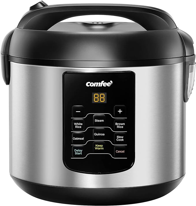 COMFEE' Compact Rice Cooker, 6-in-1 Stainless Steel Multi Cooker, Slow Cooker, Steamer, Saute, an... | Amazon (US)