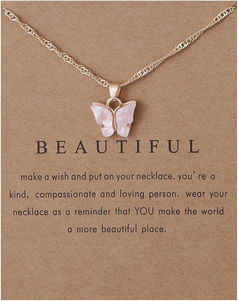 Sweet Cute Colorful Butterfly Adjustable Clavicle Chain Lightweight Arcylic Insect Necklace with ... | Amazon (US)