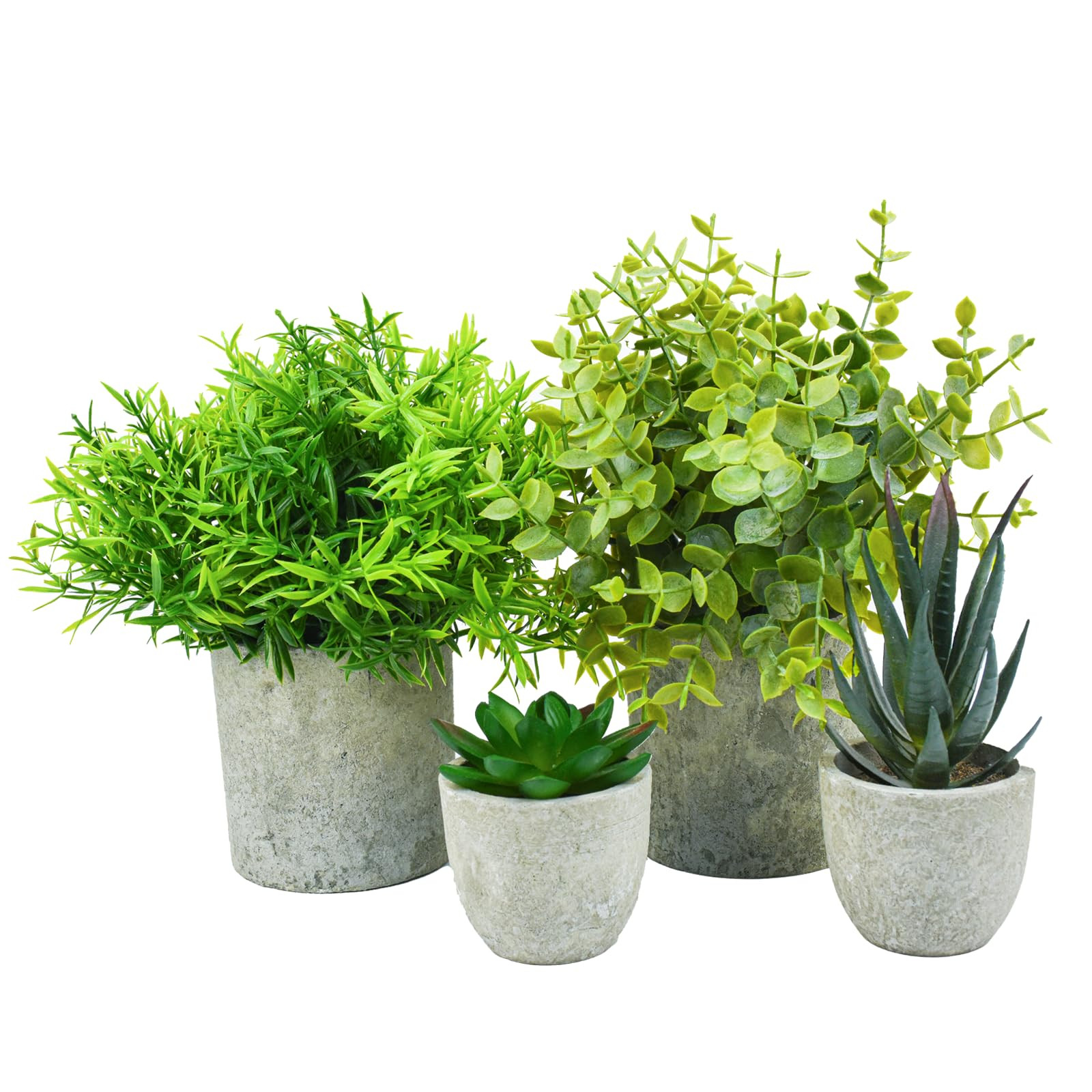 Surplex 4 Set Artificial Plants Indoors in Pots Plastic Fake Plants Potted, Eucalyptus, Rosemary,... | Amazon (UK)