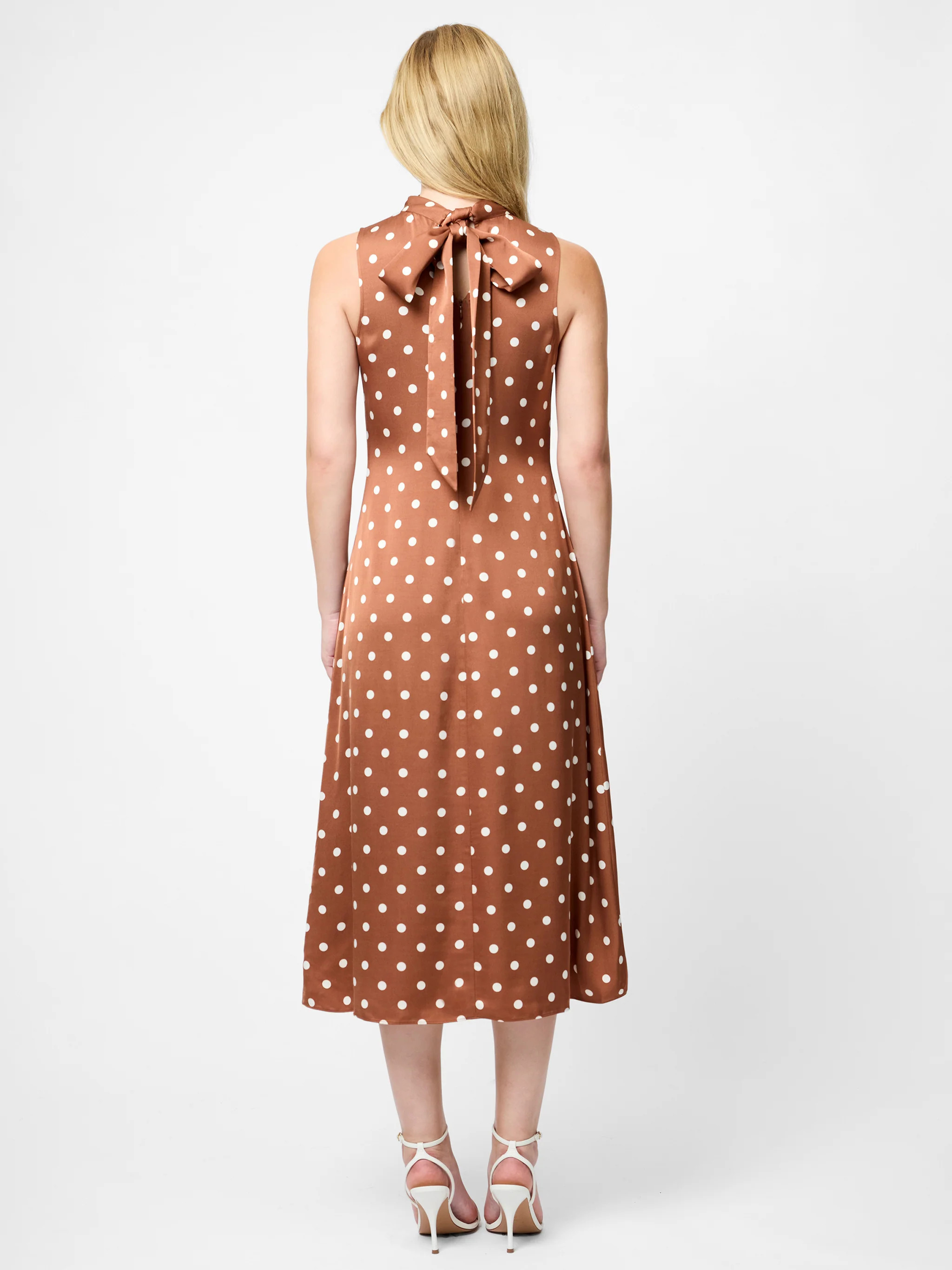 Ennis Satin Polka Dot Midi Dress | French Connection (US)
