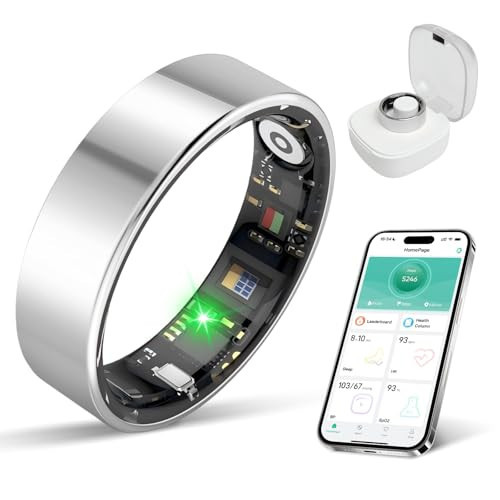 New Smart Ring Health Tracker for Women & Men, Sleep Exercise Health Monitoring, Daily Tracking, iOS/Android Compatible, IP68 Waterproof, No Subscription Required, 5‑Day Battery Life (Silver, 12) | Amazon (US)