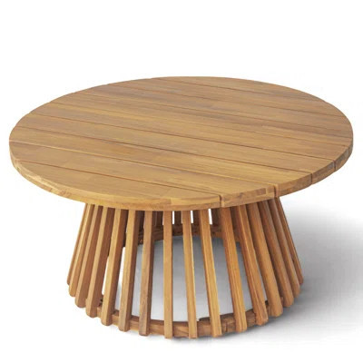 Outdoor Wood Coffee Table, Round Table For Backyard, Lawn, Balcony | Wayfair North America