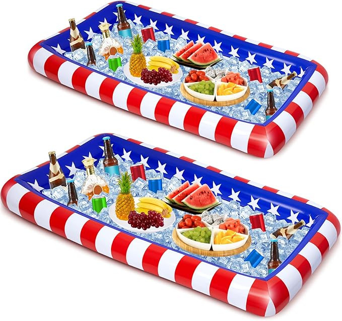 2 Pieces 4th of July Inflatable Cooler American Flag Inflatable Serving Bar Independence Day Cool... | Amazon (US)