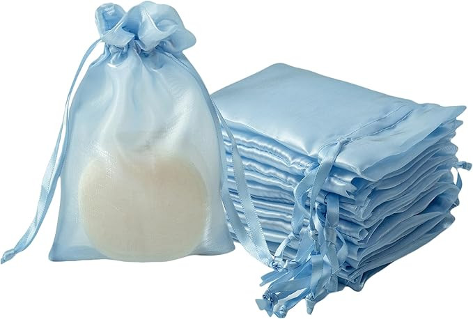 20 Pcs Blue Small Organza Bags 4X6 inch for Wedding Favors with Drawstring, Mini Mesh Gift Bags J... | Amazon (US)