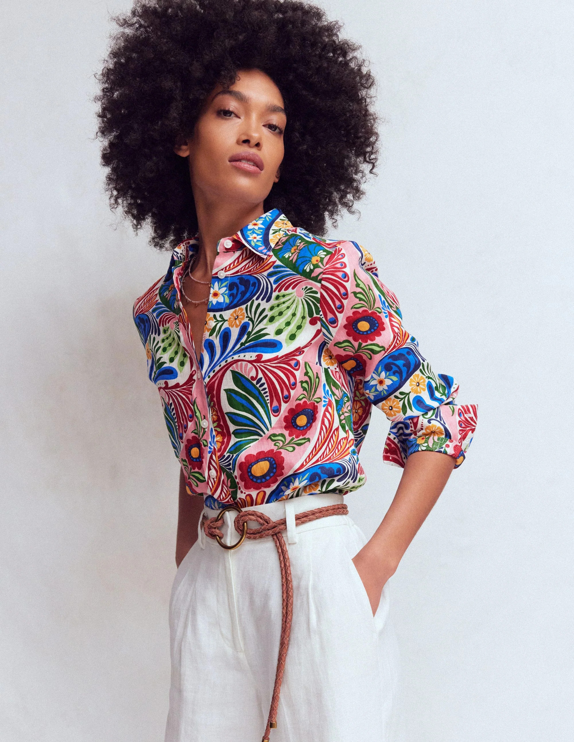 Sienna Linen Shirt-Multi, Enchanted Paisley | Boden (US)