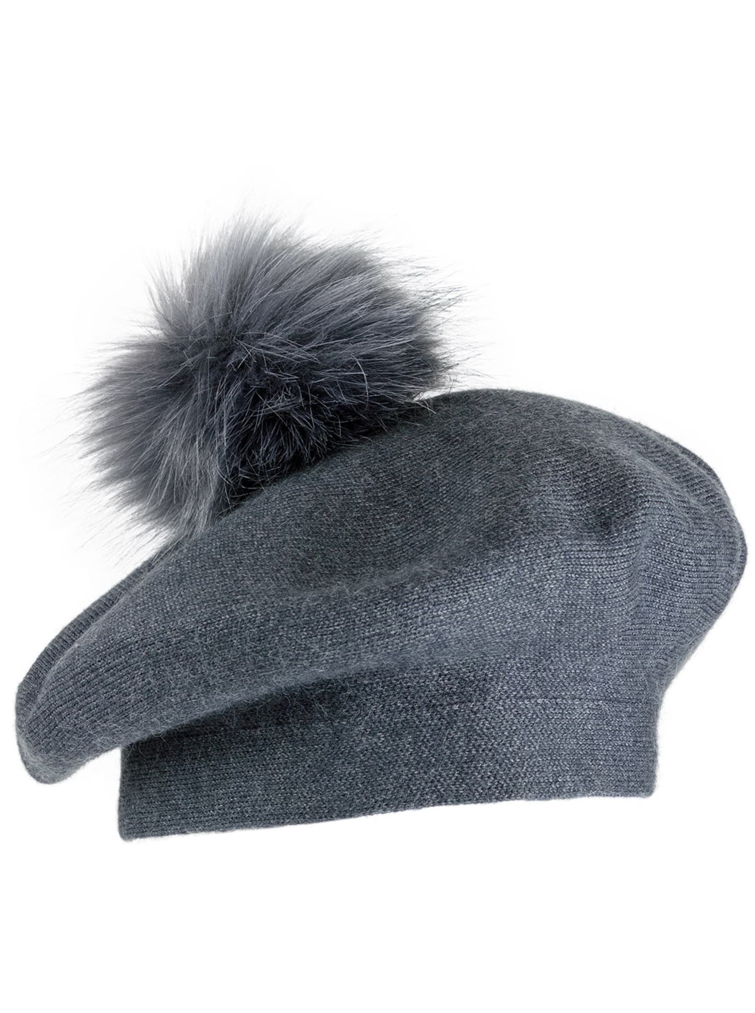 Jones New York Beret Hat With Faux Fur Pom Pom | Dressbarn
