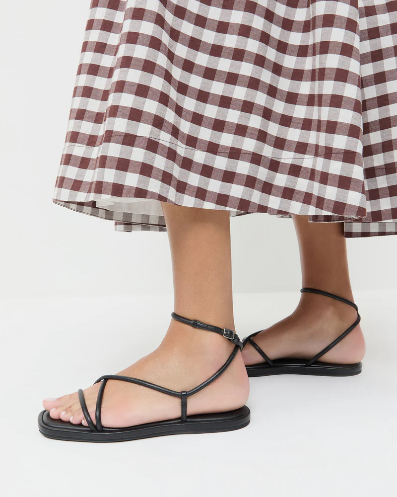Noor Black Leather Flat Sandal | Loeffler Randall