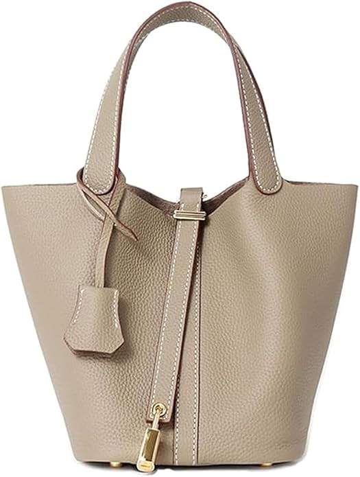 Yatoga Top Handle Satchel Genuine Leather Lock Design Bucket Bag Vegetable Basket, Fashionable an... | Amazon (US)