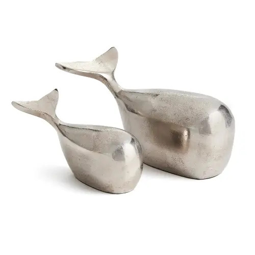 Napa Home & Garden Moby Whale Sculptures Set of 2 in Silver at Nordstrom | Nordstrom