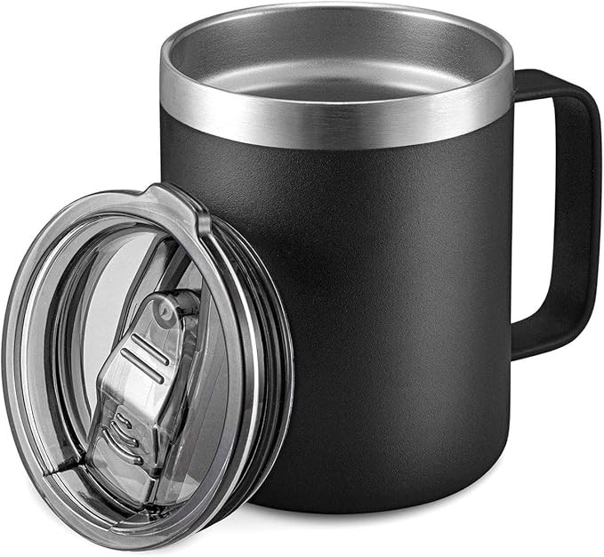 ALOUFEA 12oz Insulated Coffee Mug Cup with Handle, Stainless Steel Travel Coffee Mug with Flip Li... | Amazon (US)