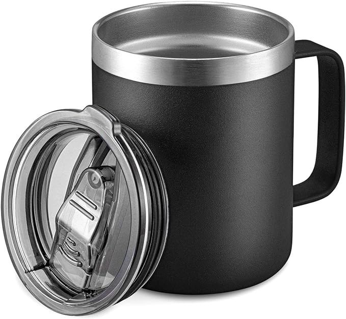 ALOUFEA 12oz Insulated Coffee Mug Cup with Handle, Stainless Steel Travel Coffee Mug with Flip Li... | Amazon (US)