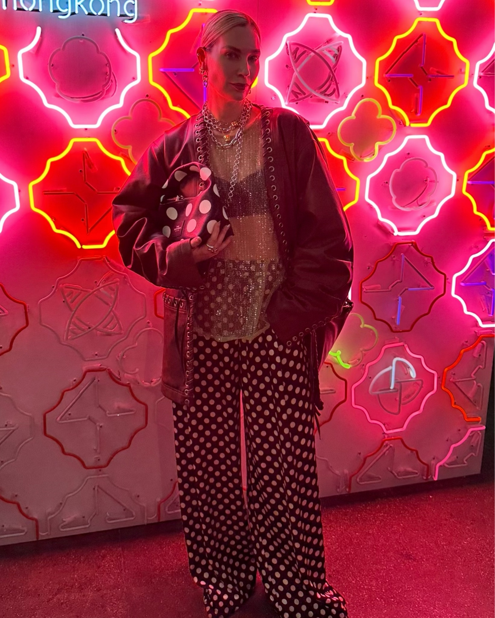 Two ways to style one statement outfit:

For this look, I went bold with polka dots and textures - oversized flowy trousers, a sheer embellished top and layered chunky jewelry for that extra edge. First, I paired it with a faux leather jacket for a sleek, structured contrast. 

Then, I switched to a faux fur coat to play up the volume and add a cozy luxe feel.
Unfortunately, my brown faux fur jacket from ROTATE isn’t available anymore, but I did find the last one in black (UK14)! 

For reference, I’m wearing a UK8 here, and it’s very oversized. I also linked a stunning alternative from TOTEME in a trendy buttery yellow - such a chic way to complement this look!  

#LTKspring #LTKstyletip #LTKFashionMonth