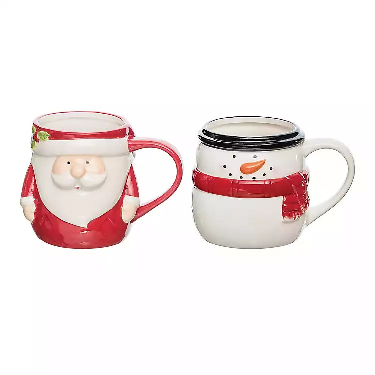 Santa Claus and Snowman Christmas Mugs, Set of 2 | Kirkland's Home